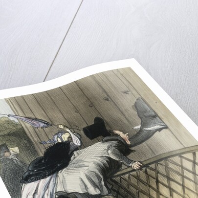 Visitors to Paris - A Fright in the Jardin des Plantes by Honore Daumier