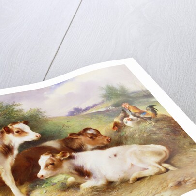 Calves and Poultry by a Byre by Walter Hunt