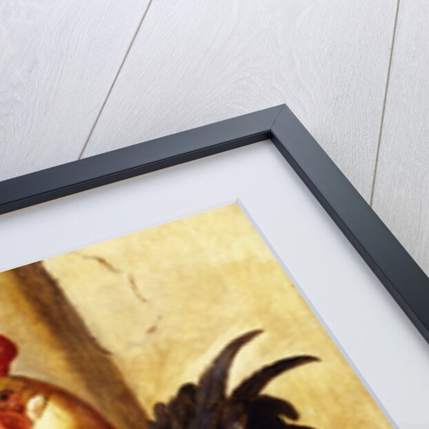 A Cockerel and Chickens in a Farmyard by Federico Jimenez Fernandez