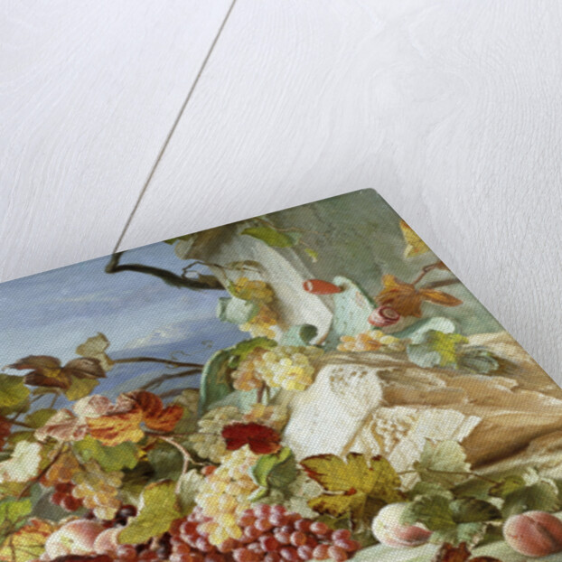 Peaches and Grapes in a Rocky Landscape by Theude Gronland