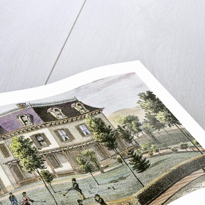 Residential home with the family playing cricket by Anonymous
