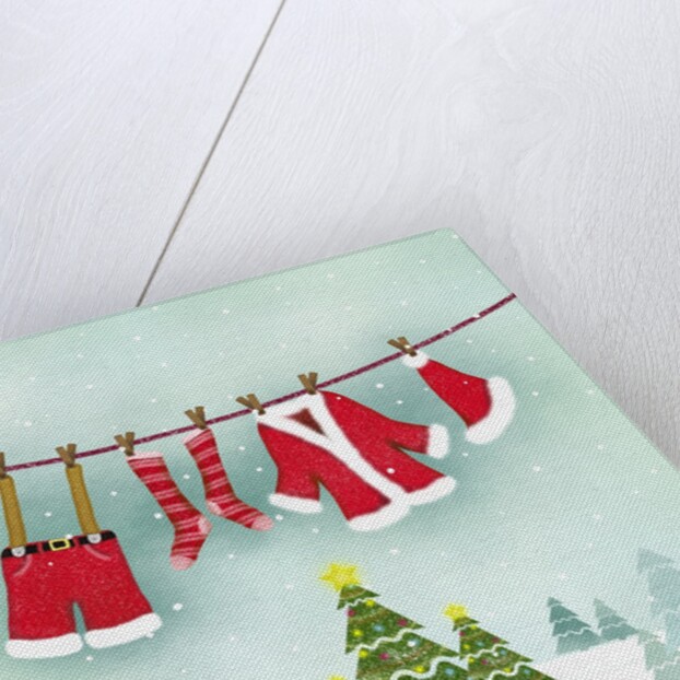Illustration of santa clothes hanging outside by Anonymous