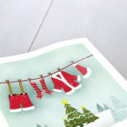 Illustration of santa clothes hanging outside by Anonymous