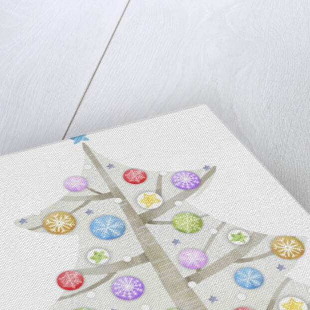 Illustration of Christmas tree and merry Christmas sign by Anonymous