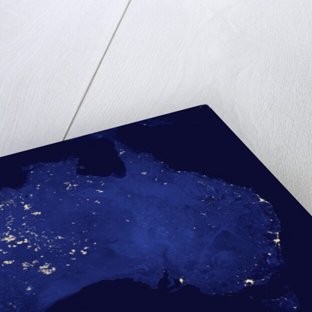 Composite view showing night lights and wildfires in Australia by Anonymous