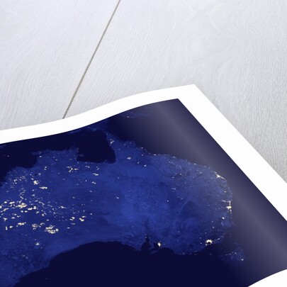 Composite view showing night lights and wildfires in Australia by Anonymous