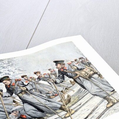 Russian Soldiers Transport Injured on Skies Russo-Japanese War ( by Anonymous