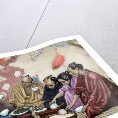 Japanese family eating by Anonymous
