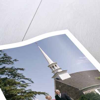 1960s Smiling Family Leaving Church Each Carrying Bible by Anonymous
