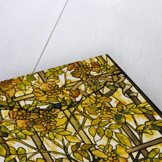 Tiffany Studios trumpet vine leaded glass window by Anonymous