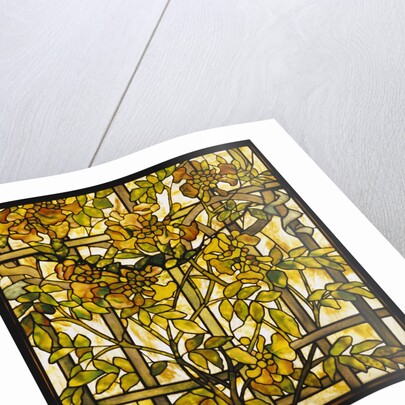 Tiffany Studios trumpet vine leaded glass window by Anonymous