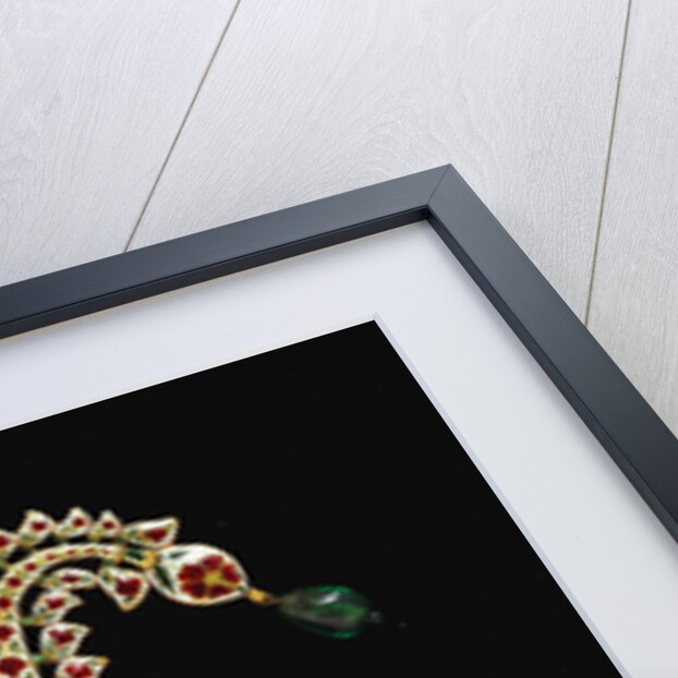 An antique Indian diamond, ruby, emerald and enamel jigha by Anonymous