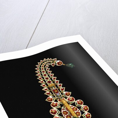 An antique Indian diamond, ruby, emerald and enamel jigha by Anonymous