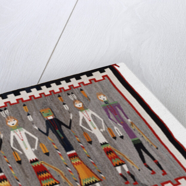 A Navajo Yei Rug showing nine figures by Anonymous