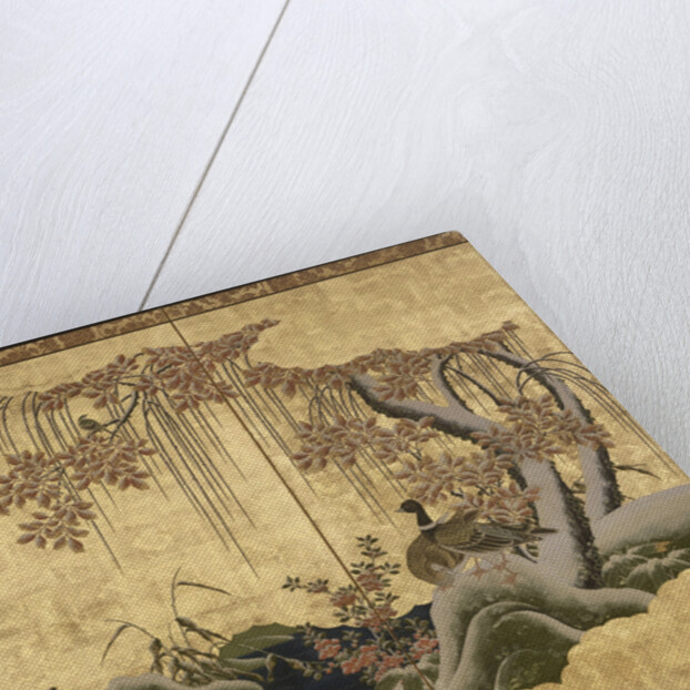 Ducks, one of a pair of two-panel screens by Anonymous
