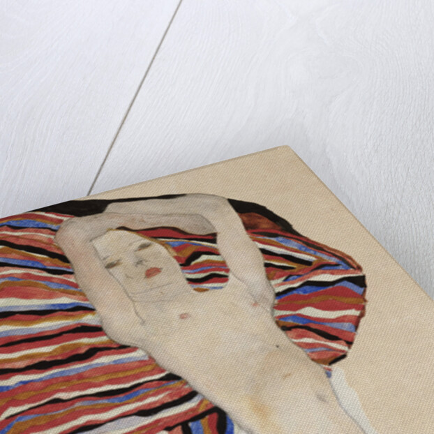 Nude Against Coloured Material by Egon Schiele