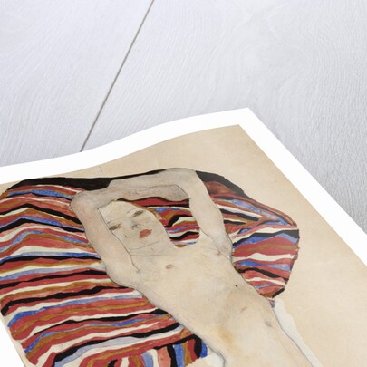 Nude Against Coloured Material by Egon Schiele