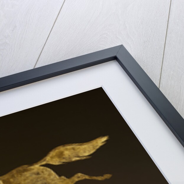 A gilded sheet iron weathervane in the form of a galloping horse by Anonymous