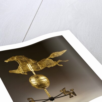 A gilded sheet iron weathervane in the form of a galloping horse by Anonymous