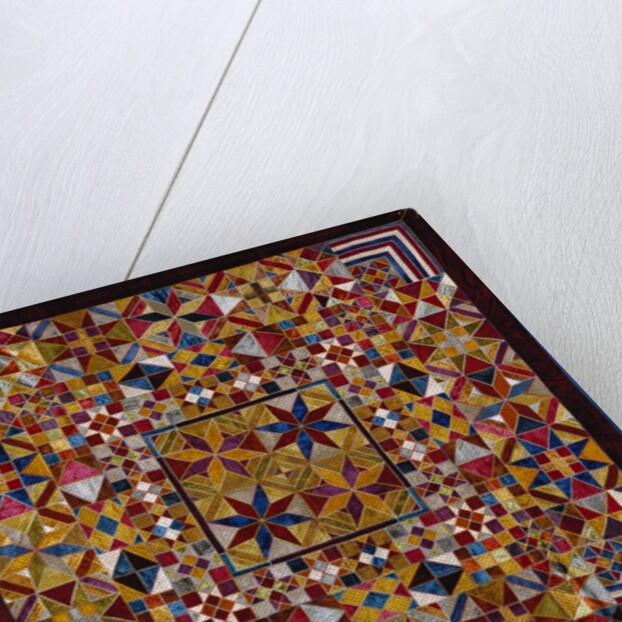 A crazy quilt pattern coverlet by Anonymous