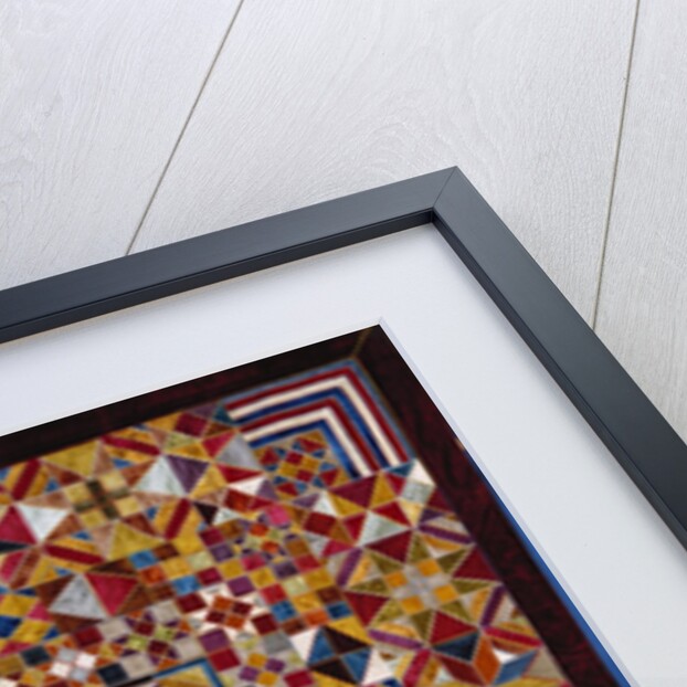 A crazy quilt pattern coverlet by Anonymous