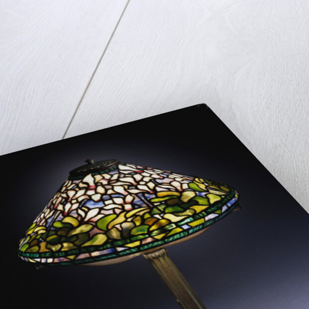 Tiffany Studios 'Cyclamen' leaded glass and bronze table lamp by Anonymous