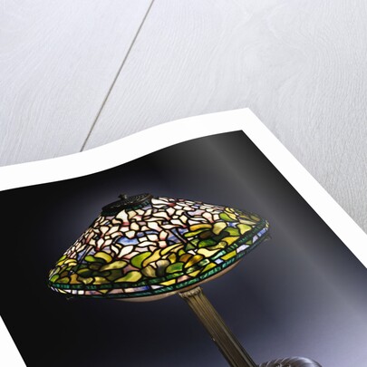 Tiffany Studios 'Cyclamen' leaded glass and bronze table lamp by Anonymous
