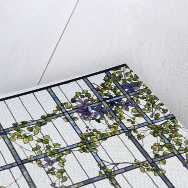 Tiffany Studios 'Clematis' leaded glass three-sectioned skylight by Anonymous