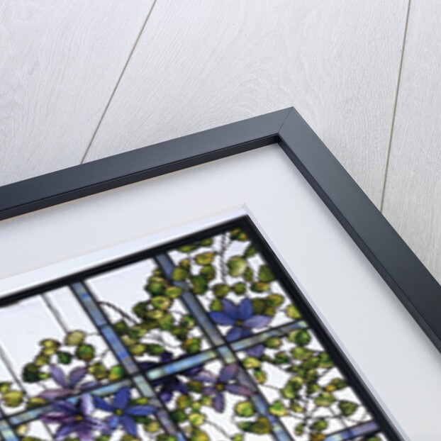 Tiffany Studios 'Clematis' leaded glass three-sectioned skylight by Anonymous