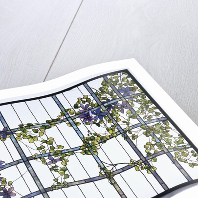 Tiffany Studios 'Clematis' leaded glass three-sectioned skylight by Anonymous