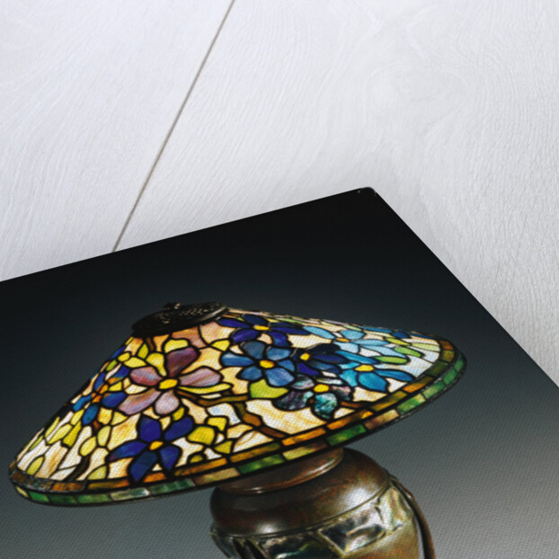 Tiffany Studios 'Clematis' leaded glass and bronze table lamp by Anonymous