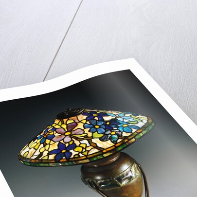 Tiffany Studios 'Clematis' leaded glass and bronze table lamp by Anonymous