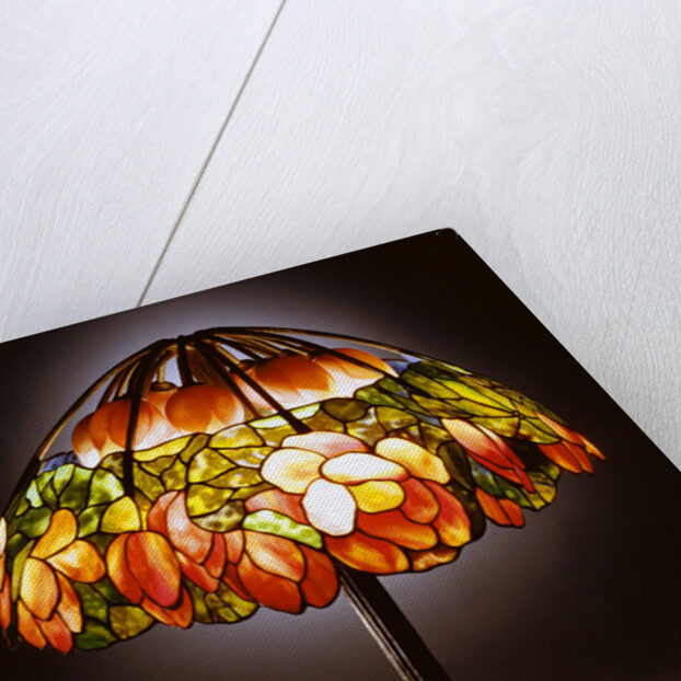 Tiffany Studios leaded glass, bronze and mosaic 'Lotus' lamp by Anonymous