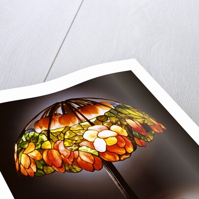 Tiffany Studios leaded glass, bronze and mosaic 'Lotus' lamp by Anonymous