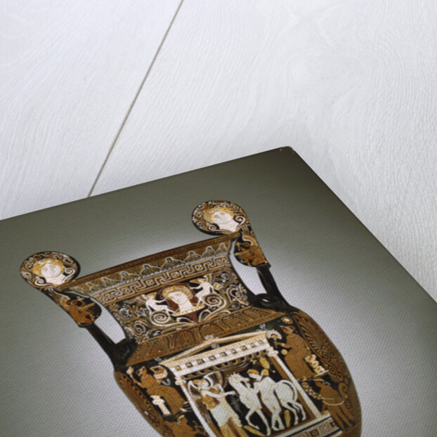 A large red-figure Apulian volute krater depicting a naikos (young warrior) and a winged Nike by Anonymous