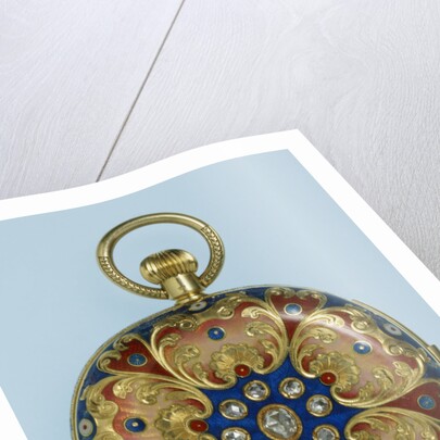 A Swiss gold, enamel and jewelled hunter-cased Jacquemart repeating watch by Anonymous