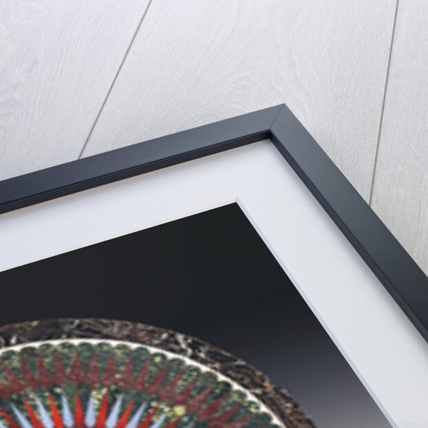 A Roman specimen marble and glass circular top by Francesco Sibilio, with central parcel-gilt concave-sided hexagonal strapwork motif by Anonymous