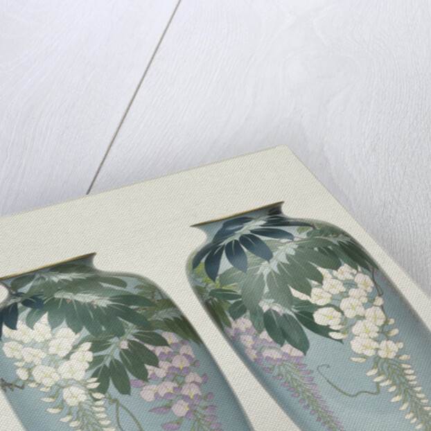 A pair of cloisonne baluster vases depicting wisteria by Anonymous