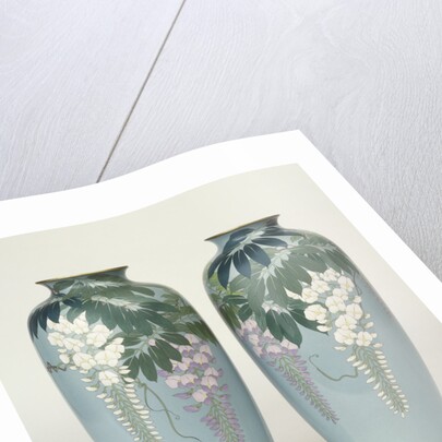 A pair of cloisonne baluster vases depicting wisteria by Anonymous