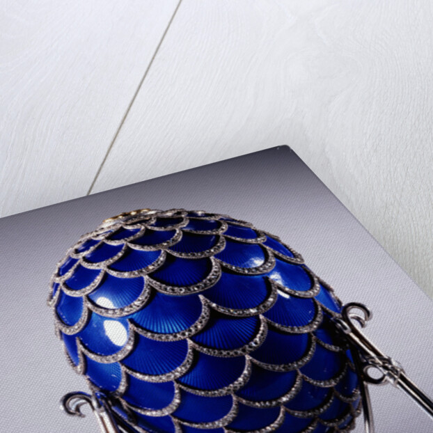 Faberge Pine Cone egg in its stand, workmaster Michael Evlampievich Perchin by Anonymous