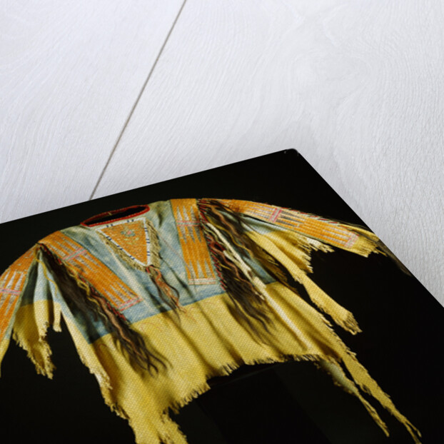 A Southern Cheyenne quilled and fringed hide warrior's shirt by Anonymous