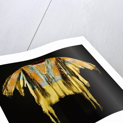 A Southern Cheyenne quilled and fringed hide warrior's shirt by Anonymous