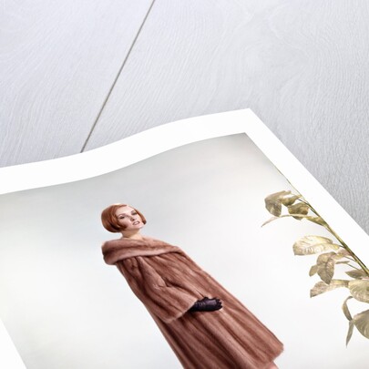 1960s Woman Wearing Fur Mink Coat by Anonymous