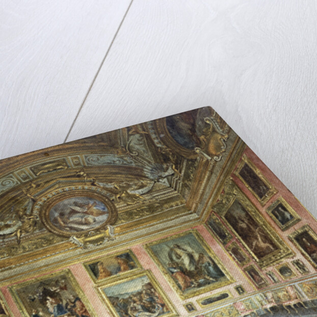 Interiors of the Palazzo Pitti, Florence: The Sala di Saturno with Perugino's 'Lamentation' flanked by paintings by Fra Bartolommeo and Raphael by Domenica Caligo by Anonymous