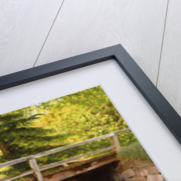 A Forest Stream with a Wooden Bridge by Marcus Bech Fritz