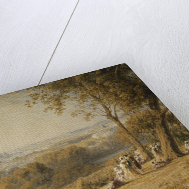 A View of Versailles with Elegant Figures in the Foreground at Sunset by George Barret the Younger