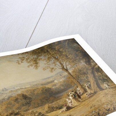 A View of Versailles with Elegant Figures in the Foreground at Sunset by George Barret the Younger