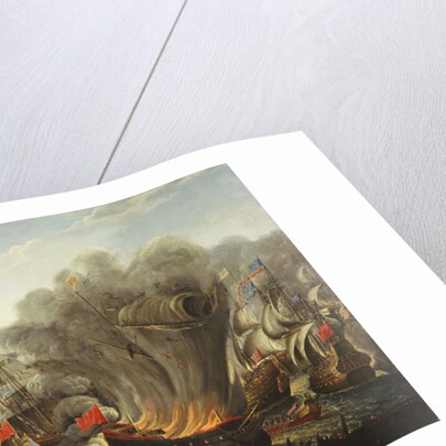 Franco-Spanish Action off the Port of Barcelona in July 1642 attributed to Pierre Puget by Anonymous