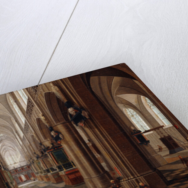 The Interior of a Gothic Cathedral with Townsfolk and Pigrims by Pieter Neeffs I