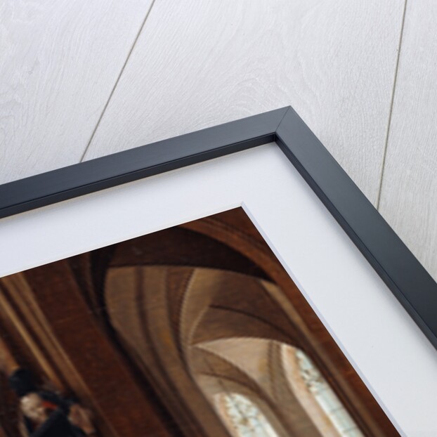 The Interior of a Gothic Cathedral with Townsfolk and Pigrims by Pieter Neeffs I